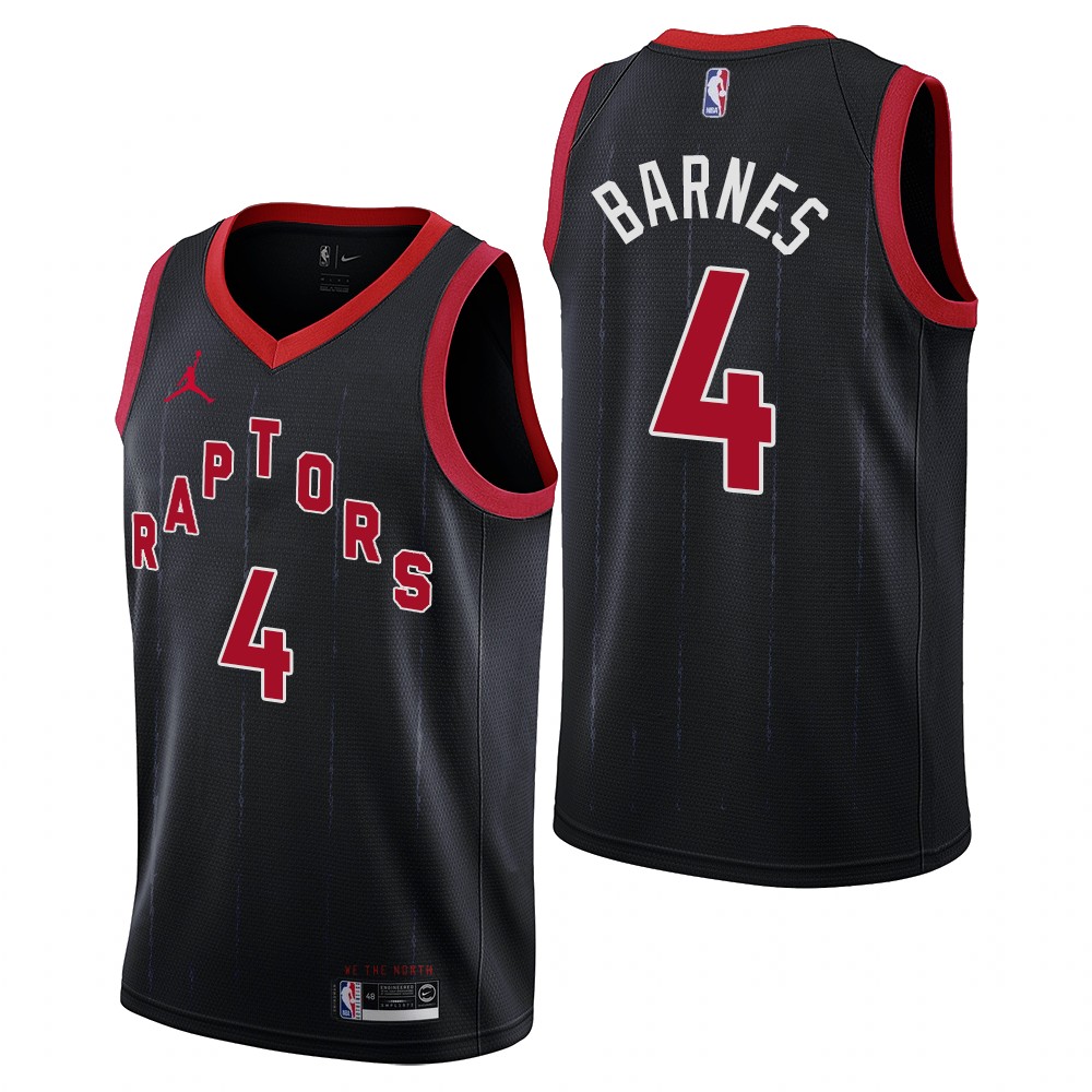 Personalized Men’s Toronto Raptors #4 Scottie Barnes Statement Edition Black Jersey