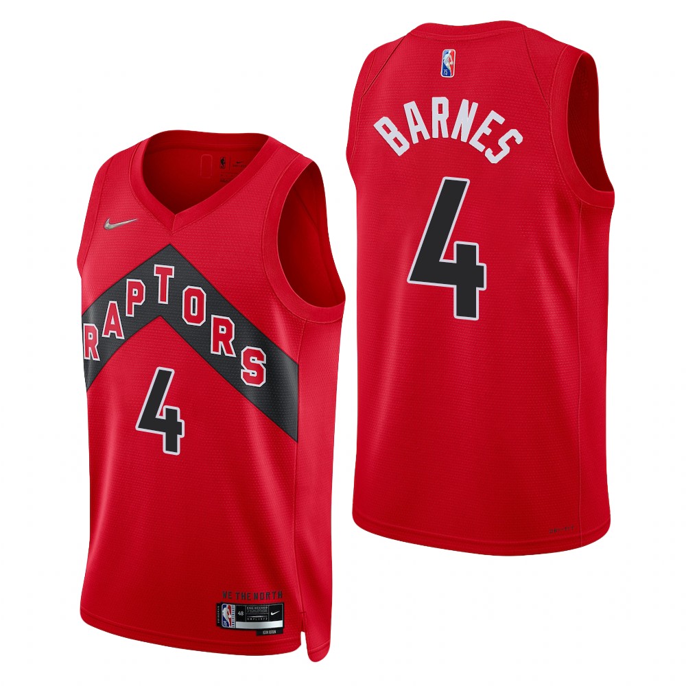 Personalized Men’s Toronto Raptors #4 Scottie Barnes 2021-22 75th Anniversary Diamond Icon Edition Red Swingman Jersey