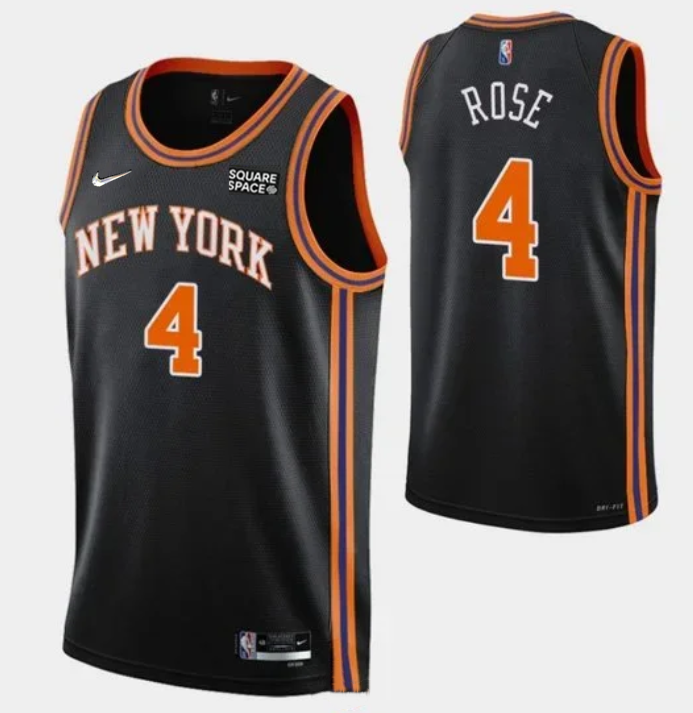 Personalized Men’s New Yok Knicks #4 Derrick Rose 2021 2022 75th Anniversary Black Stitched Jersey