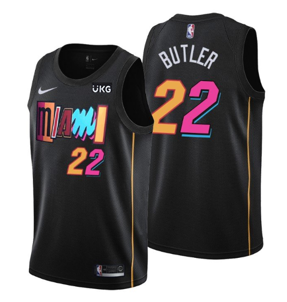 Personalized Men’s Miami Heat #22 Jimmy Butler 2021 2022 Black City Edition 75th Anniversary Stitched Jersey