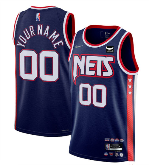 Personalized Men’s Brooklyn Nets Active Player 2021 2022 Navy Swingman City Edition 75th Anniversary Stitched Basketball Jersey