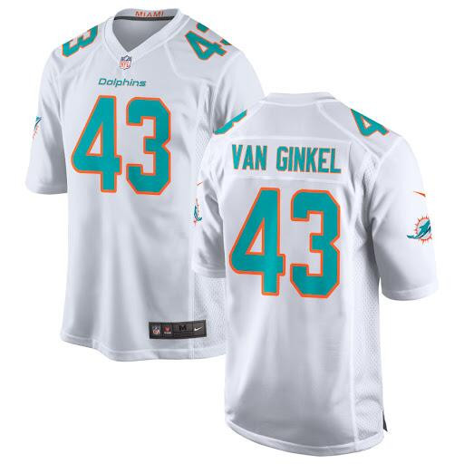 Personalized Men’s Miami Dolphins #43 Andrew Van Ginkel White Stitched Football Jersey