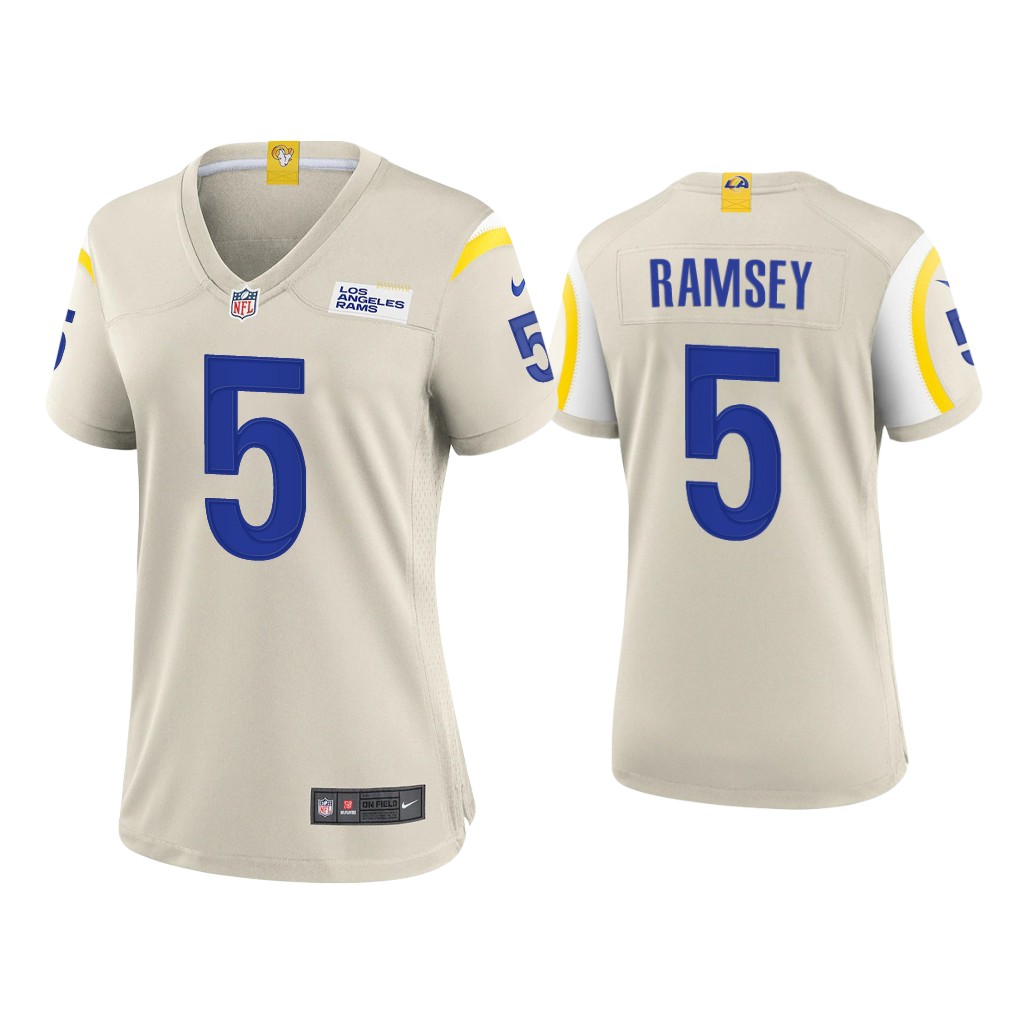 Personalized Women’s Los Angeles Rams #5 Jalen Ramsey Bone Untouchable Limited Stitched Jersey(Run Small)