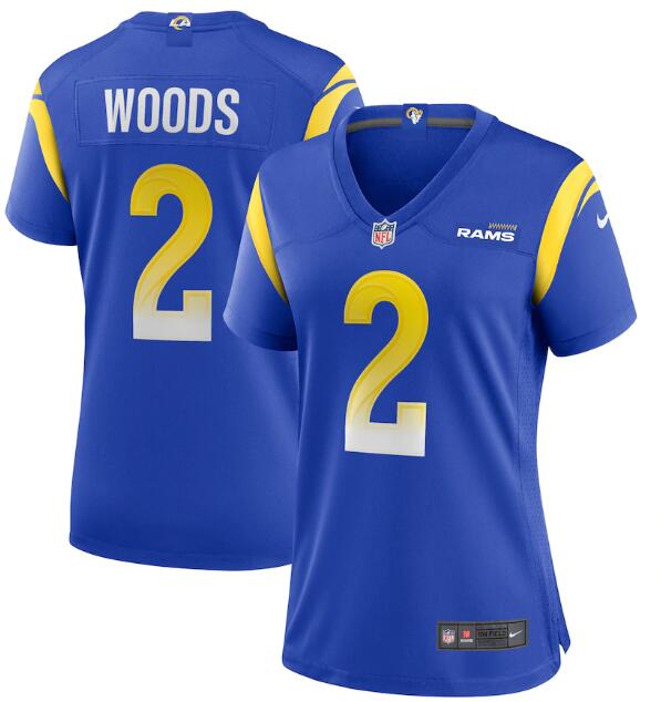 Personalized Women’s Los Angeles Rams #2 Robert Woods Royal Untouchable Limited Stitched Jersey(Run Small)