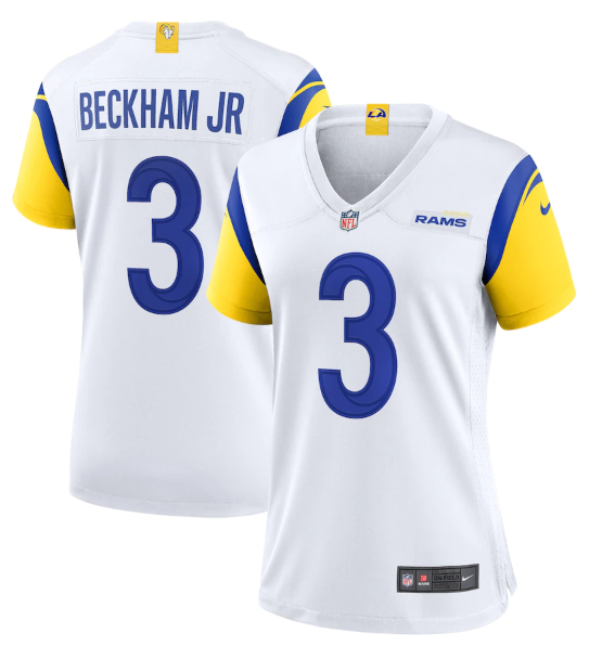 Personalized Women’s Los Angeles Rams #3 Odell Beckham Jr. White Untouchable Limited Stitched Jersey(Run Small)