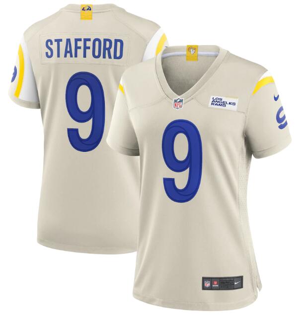 Personalized Women’s Los Angeles Rams #9 Matthew Stafford Bone Untouchable Limited Stitched Jersey(Run Small)