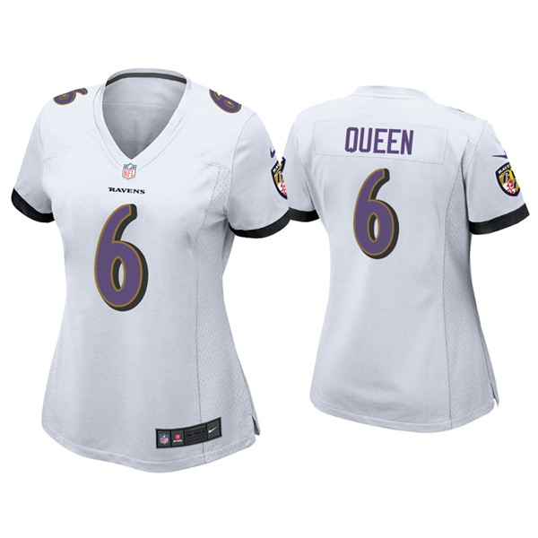 Personalized Women’s Baltimore Ravens #6 Patrick Queen White Untouchable Limited Football Jersey(Run Small)