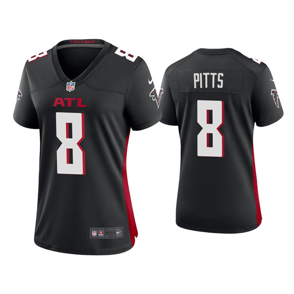 Personalized Women’s Atlanta Falcons #8 Kyle Pitts New Black Stitched Jersey(Run Small)