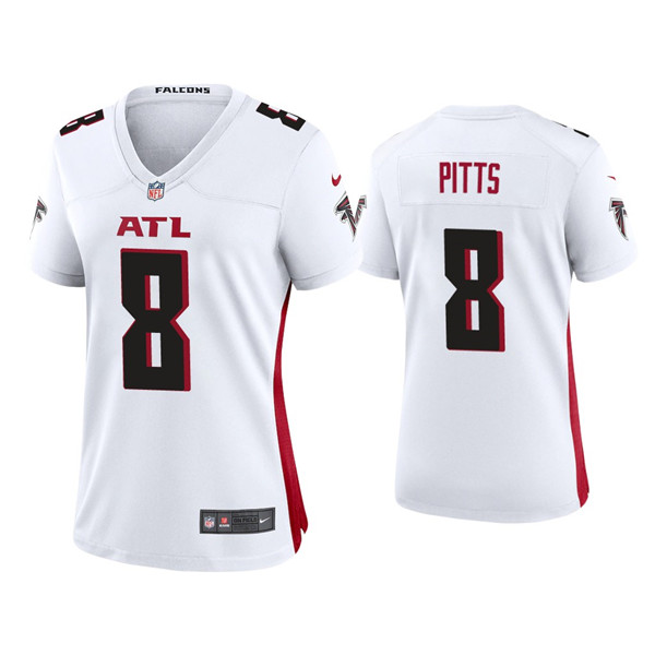 Personalized Women’s Atlanta Falcons #8 Kyle Pitts New White Stitched Jersey(Run Small)