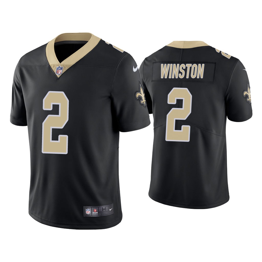 Personalized Youth New Orleans Saints #2 Jameis Winston Black Untouchable Limited Stitched Jersey