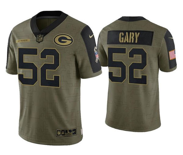 Personalized Men’s Green Bay Packers #52 Rashan Gary 2021 Olive Salute To Service Limited Stitched Jersey