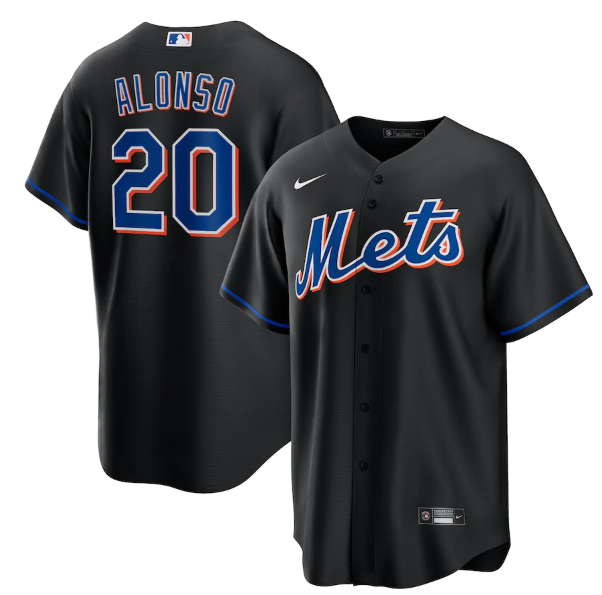 Personalized Men’s New York Mets #20 Pete Alonso 2022 Black Cool Base Stitched Baseball Jersey