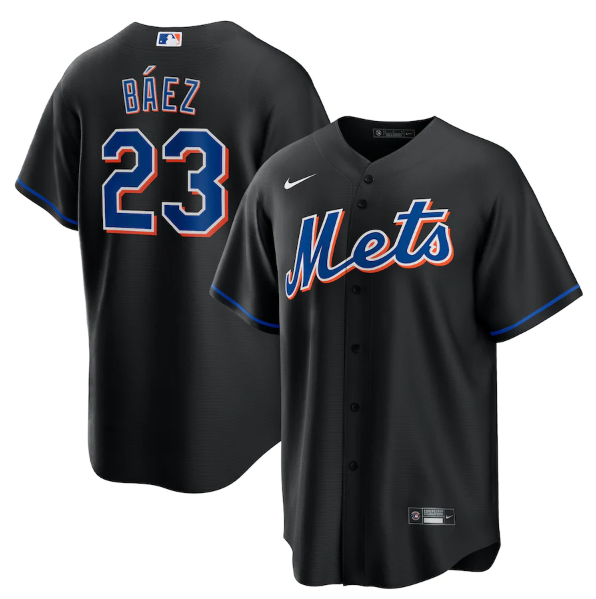 Personalized Men’s New York Mets #23 Javier Báez 2022 Black Cool Base Stitched Baseball Jersey