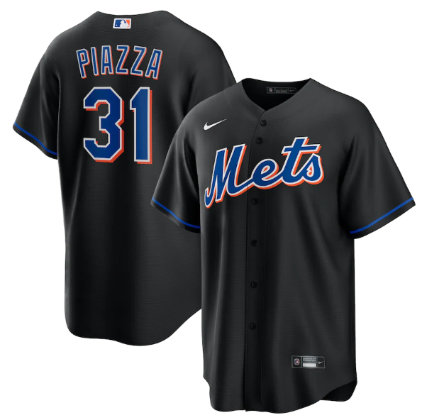 Personalized Men’s New York Mets #31 Mike Piazza 2022 Black Cool Base Stitched Baseball Jersey