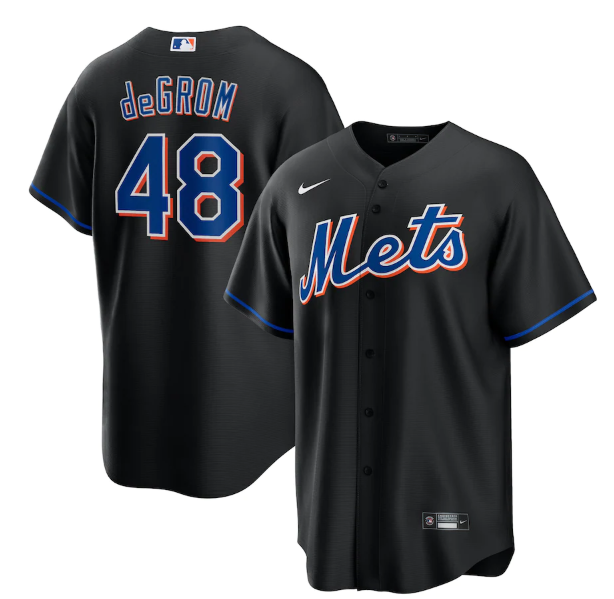 Personalized Men’s New York Mets #48 Jacob DeGrom 2022 Black Cool Base Stitched Baseball Jersey