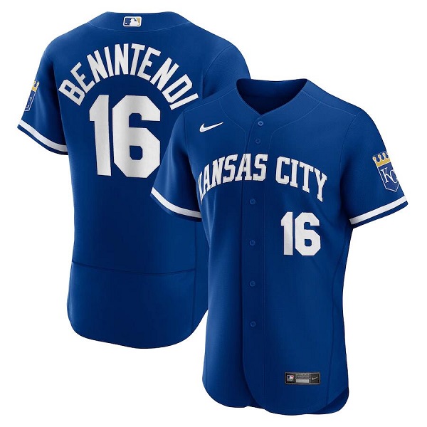 Personalized Men’s Kansas City Royals #16 Andrew Benintendi Blue Flex Base Stitched Jersey