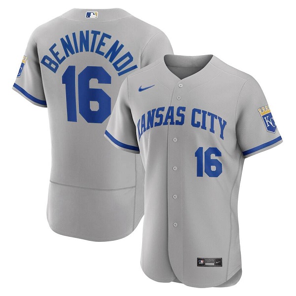 Personalized Men’s Kansas City Royals #16 Andrew Benintendi Grey Flex Base Stitched Jersey