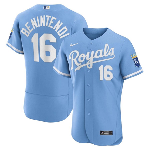 Personalized Men’s Kansas City Royals #16 Andrew Benintendi Light Blue Flex Base Stitched Jersey