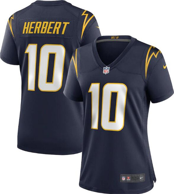 Personalized Women’s Los Angeles Chargers #10 Justin Herbert Navy Untouchable Limited Stitched Jersey