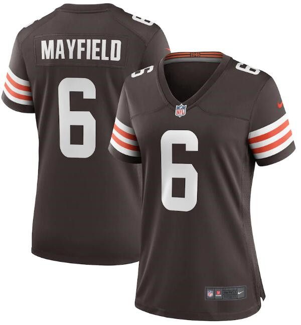 Personalized Women’s Cleveland Browns #6 Baker Mayfield 2020 New Brown Stitched Jersey(Run Small)