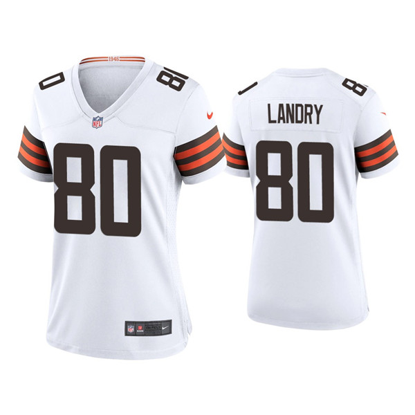 Personalized Women’s Cleveland Browns #80 Jarvis Landry 2020 New White Stitched Jersey(Run Small)