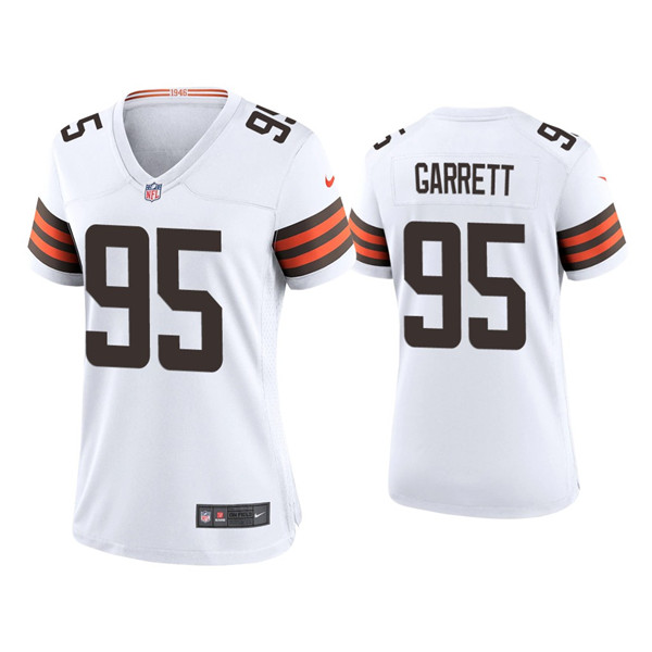 Personalized Women’s Cleveland Browns #95 Myles Garrett 2020 New White Stitched Jersey(Run Small)