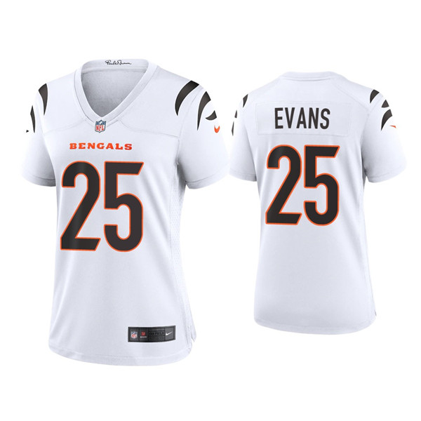 Personalized Women’s Cincinnati Bengals #25 Chris Evans 2021 New White Limited Stitched Jersey(Run Small)