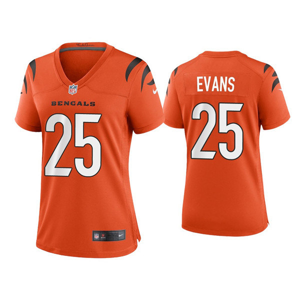 Personalized Women’s Cincinnati Bengals #25 Chris Evans 2021 New Orange Limited Stitched Jersey(Run Small)