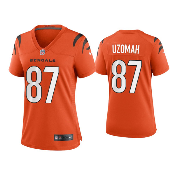 Personalized Women’s Cincinnati Bengals #87 C.J. Uzomah 2021 New Orange Limited Stitched Jersey(Run Small)