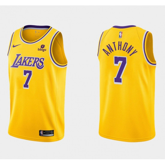 Personalized Youth Los Angeles Lakers #7 Carmelo Anthony Bibigo Yellow Stitched Basketball Jersey