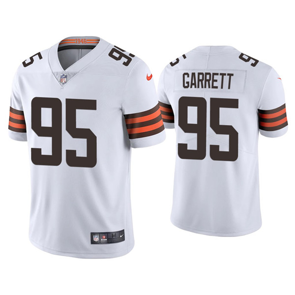 Personalized Youth Cleveland Browns #95 Myles Garrett White Untouchable Limited Stitched Jersey