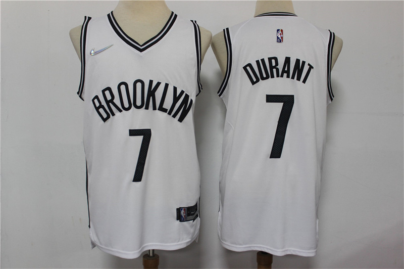 Personalized Nets 7 Kevin Durant White Diamond 75th Anniversary City Edition Swingman Jersey