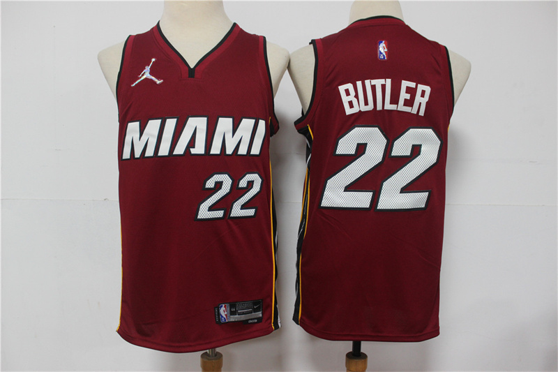 Personalized Heat 22 Jimmy Butler Red Jordan Diamond 75th Anniversary City Edition Swingman Jersey