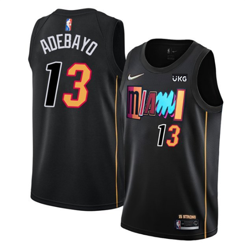 Personalized Men’s Miami Heat #13 Bam Adebayo 2021-2022 Black City Edition 75th Anniversary Stitched Jersey