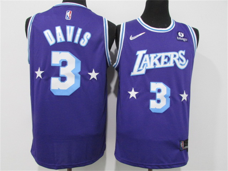 Personalized Lakers 3 Anthony Davis Purple Diamond 75th Anniversary City Edition Swingman Jersey