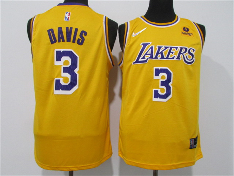 Personalized Lakers 3 Anthony Davis Yellow Diamond 75th Anniversary City Edition Swingman Jersey
