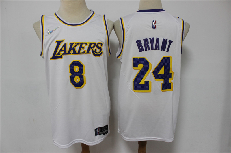 Personalized Lakers 8 & 24 Kobe Bryant White Diamond 75th Anniversary City Edition Swingman Jersey