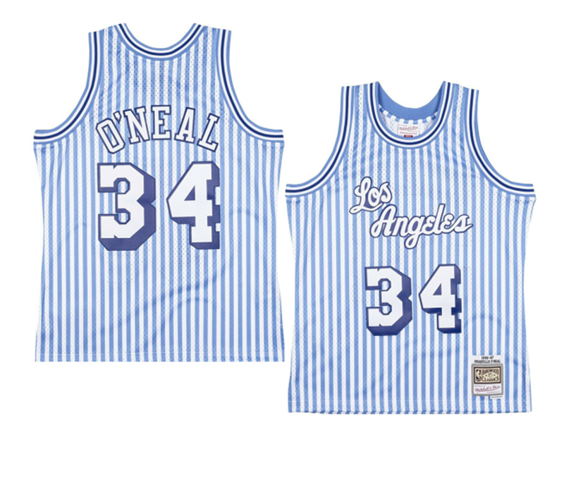 Personalized Men’s Los Angeles Lakers #34 Shaquille O’Neal White 1996-97 Hardwood Classics Throwback Stitched Jersey