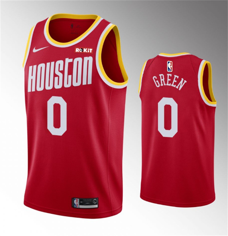 Personalized Men’s Houston Rockets #0 #0 Jalen Green Red Classic Edition Stitched Jersey