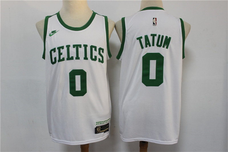 Personalized Celtics 0 Jayson Tatum White Diamond 75th Anniversary City Edition Throwback Swingman Jersey
