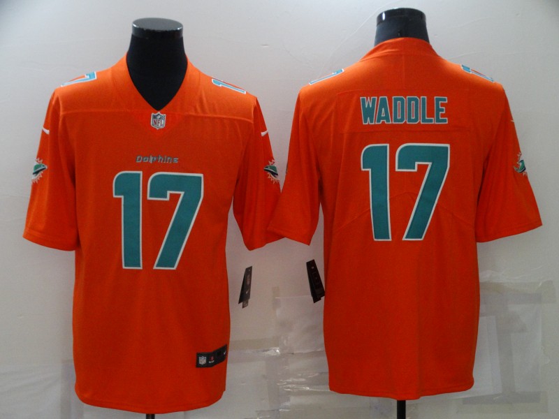 Personalized Dolphins 17 Jaylen Waddle Orange Untouchable Limited Jersey