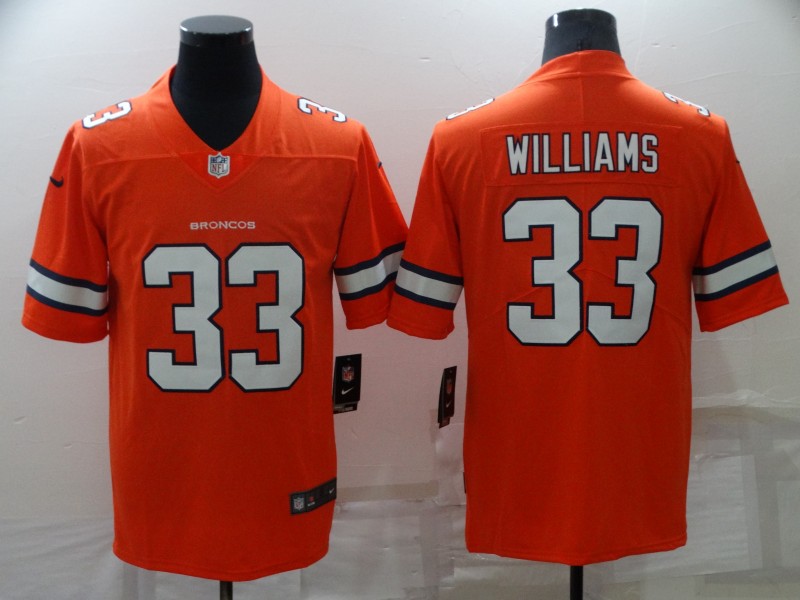 Personalized Broncos 33 Javonte Williams Orange Color Rush Limited Jersey