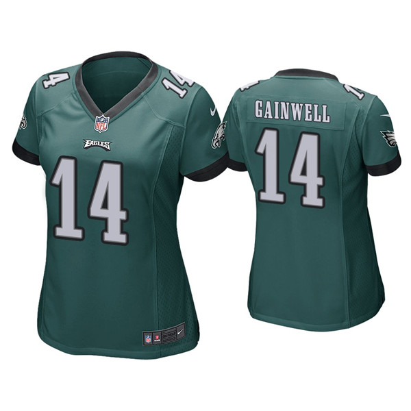 Personalized Women’s Philadelphia Eagles #14 Kenneth Gainwell Green Untouchable Limited Stitched Football Jersey(Run Small)