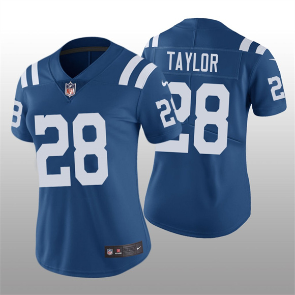 Personalized Women’s Indianapolis Colts #28 Jonathan Taylor Blue Untouchable Limited Stitched Jersey(Run Small)
