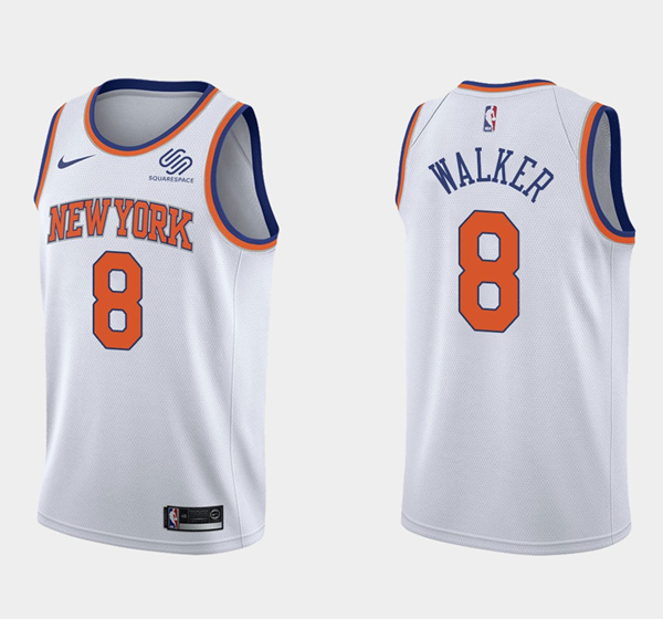 Personalized New Yok Knicks #8 Kemba Walker Association Edition Stitched Swingman Basketball Jersey