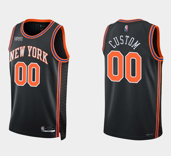 Personalized New Yok Knicks Active Player Black 75th Anniversary Stitched Swingman Basketball Jersey