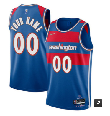 Personalized Men’s Washington Wizards Active Player 75th Anniversary 2021 2022 Blue City Edition Swingman Stitched Jersey