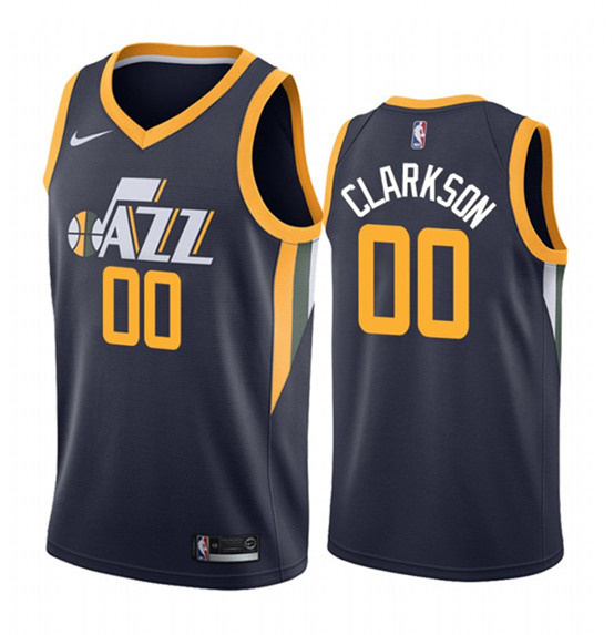 Personalized Men’s Utah Jazz #00 Jordan Clarkson Navy Icon Edition Swingman Stitched Jersey