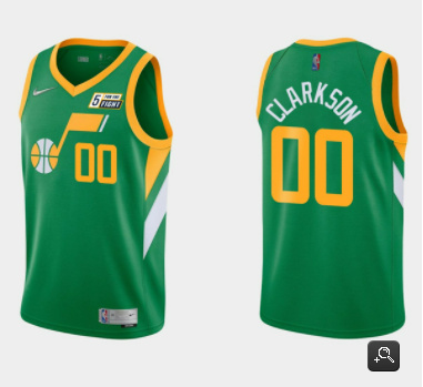 Personalized Men’s Utah Jazz #00 Jordan Clarkson Green Earned Edition Swingman Stitched Jersey