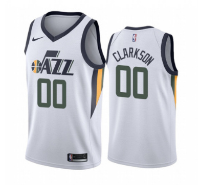 Personalized Men’s Utah Jazz #00 Jordan Clarkson White Association Edition Swingman Stitched Jersey